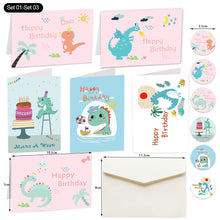 Load image into Gallery viewer, 6pcs Christmas New Year Thank You Greeting Cards Set with Envelope Sticker Wedding Birthday Party Flower Green Leaves Appreciation Cards

