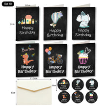 Load image into Gallery viewer, 6pcs Christmas New Year Thank You Greeting Cards Set with Envelope Sticker Wedding Birthday Party Flower Green Leaves Appreciation Cards
