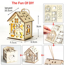 Load image into Gallery viewer, DIY Natural Wooden Hanging Log Cabin With Warm LED Lights Christmas Wood Glowing Ornaments Xmas Tree Decoration
