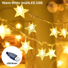 Load image into Gallery viewer, Christmas Decoration LED Star String Lights Christmas Light Battery Powered USB Plug Home Christmas Decoration Xmas Navidad

