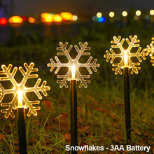 Load image into Gallery viewer, Solar Power Garden Light Christmas Candy Cane Snowflake Light Outdoor LED Waterproof Garden Ground Plug Light New Year Warm Atmosphere
