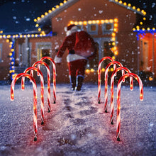 Load image into Gallery viewer, Solar Power Garden Light Christmas Candy Cane Snowflake Light Outdoor LED Waterproof Garden Ground Plug Light New Year Warm Atmosphere
