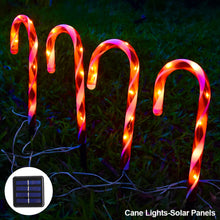 Load image into Gallery viewer, Solar Power Garden Light Christmas Candy Cane Snowflake Light Outdoor LED Waterproof Garden Ground Plug Light New Year Warm Atmosphere
