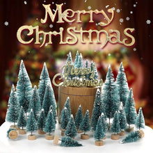 Load image into Gallery viewer, 3Pcs 4.5-12.5cm Mini Christmas Tree Gold Green Small Pine Tree Sisal Silk Cedar New Year Xmas Party Ornaments Navidad
