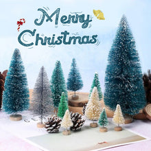 Load image into Gallery viewer, 3Pcs 4.5-12.5cm Mini Christmas Tree Gold Green Small Pine Tree Sisal Silk Cedar New Year Xmas Party Ornaments Navidad
