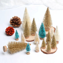 Load image into Gallery viewer, 3Pcs 4.5-12.5cm Mini Christmas Tree Gold Green Small Pine Tree Sisal Silk Cedar New Year Xmas Party Ornaments Navidad
