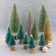 Load image into Gallery viewer, 3Pcs 4.5-12.5cm Mini Christmas Tree Gold Green Small Pine Tree Sisal Silk Cedar New Year Xmas Party Ornaments Navidad
