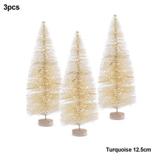 Load image into Gallery viewer, 3Pcs 4.5-12.5cm Mini Christmas Tree Gold Green Small Pine Tree Sisal Silk Cedar New Year Xmas Party Ornaments Navidad

