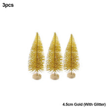 Load image into Gallery viewer, 3Pcs 4.5-12.5cm Mini Christmas Tree Gold Green Small Pine Tree Sisal Silk Cedar New Year Xmas Party Ornaments Navidad
