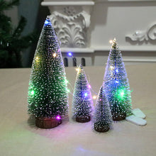 Load image into Gallery viewer, 10-30cm Mini LED Christmas Tree Sisal Silk Cedar Small Xmas Tree For Home Room Decor Gold Silver Blue Green White Mini Tree
