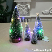 Load image into Gallery viewer, 10-30cm Mini LED Christmas Tree Sisal Silk Cedar Small Xmas Tree For Home Room Decor Gold Silver Blue Green White Mini Tree
