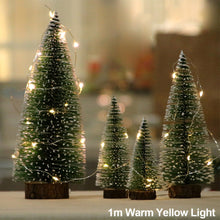 Load image into Gallery viewer, 10-30cm Mini LED Christmas Tree Sisal Silk Cedar Small Xmas Tree For Home Room Decor Gold Silver Blue Green White Mini Tree
