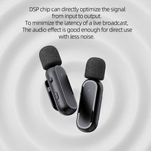 Load image into Gallery viewer, K61 2 in 1 Portable Mini Lavaliere Mic Wireless Dual Lapel Lavalier Microphone with Charging for iPhone
