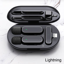Load image into Gallery viewer, K61 2 in 1 Portable Mini Lavaliere Mic Wireless Dual Lapel Lavalier Microphone with Charging for iPhone
