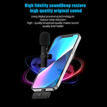 Load image into Gallery viewer, K11 Wireless Lavalier Microphone Portable Audio Video Recording Interview Mini Mic for Android Youtube Game Live Broadcast
