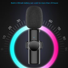 Load image into Gallery viewer, K11 Wireless Lavalier Microphone Portable Audio Video Recording Interview Mini Mic for Android Youtube Game Live Broadcast
