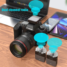 Load image into Gallery viewer, Wireless Square K62 20M Transmission Wireless Lavalier Microphone Recording Lapel Mini Mic for iPhone Android Camera Laptop
