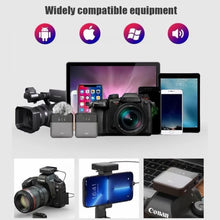 Load image into Gallery viewer, Wireless Square K62 20M Transmission Wireless Lavalier Microphone Recording Lapel Mini Mic for iPhone Android Camera Laptop
