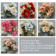 Load image into Gallery viewer, 6 Forks/Bouquet Artificial Flower Silk Peony Fake Flowers Artificial Plant Decorative Flowers Home Decor Wedding Decoration
