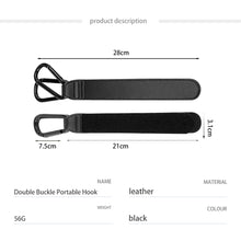 Load image into Gallery viewer, 1pc Baby Bag Stroller Hook Wheelchair Pram Carriage Bag Hanger PU Leather 360° Rotatable Double Head Cart Organizer Shopping Bag Clip
