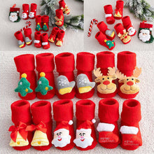 Load image into Gallery viewer, Newborn Baby Socks Cotton Anti-slip Short Socks 0-36 Months Infant Christmas New Year Thicken Clothing Girl Boy
