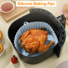 Load image into Gallery viewer, Silicone Air Fryer Baking Tray Pot Reusable Ultra Thin Round Home Kitchen Pizza Mat With Handles No-Stick Grill Accessories
