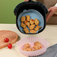 Load image into Gallery viewer, Silicone Air Fryer Baking Tray Pot Reusable Ultra Thin Round Home Kitchen Pizza Mat With Handles No-Stick Grill Accessories
