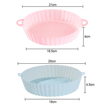Load image into Gallery viewer, Silicone Air Fryer Baking Tray Pot Reusable Ultra Thin Round Home Kitchen Pizza Mat With Handles No-Stick Grill Accessories
