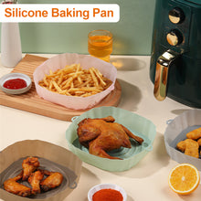 Load image into Gallery viewer, Silicone Air Fryer Baking Tray Pot Reusable Ultra Thin Round Home Kitchen Pizza Mat With Handles No-Stick Grill Accessories
