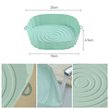 Load image into Gallery viewer, Silicone Air Fryer Baking Tray Pot Reusable Ultra Thin Round Home Kitchen Pizza Mat With Handles No-Stick Grill Accessories
