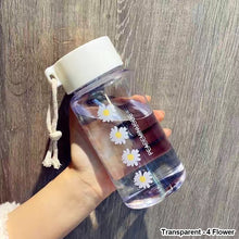 Load image into Gallery viewer, 500ml Daisy Water Bottle Transparent Plastic Water Bottle BPA Free Outdoor Sport Water Cup Summer Student Portable Mug with Rope
