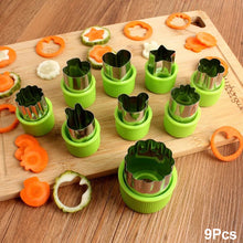 Load image into Gallery viewer, Rice Vegetable Fruit Cutter Mold 9Pcs/set Flowers Cartoon Cutter Mold Stainless Steel Cake Cookie Biscuit Cutting Shape Tools
