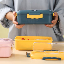 Load image into Gallery viewer, Microwave Lunch Box Wheat Straw Compartment Bento Box Food Storage Container Portable Food Box with Cultery
