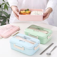 Load image into Gallery viewer, Microwave Lunch Box Wheat Straw Compartment Bento Box Food Storage Container Portable Food Box with Cultery
