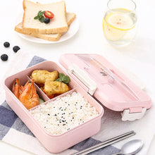 Load image into Gallery viewer, Microwave Lunch Box Wheat Straw Compartment Bento Box Food Storage Container Portable Food Box with Cultery
