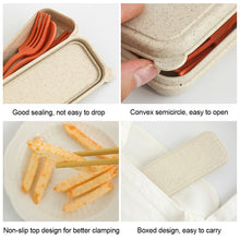 Load image into Gallery viewer, 4PCS/Set Wheat Straw Spoon Fork Chopsticks With Box Students Tableware Travel Portable Dinnerware Kitchen Accessories
