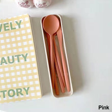 Load image into Gallery viewer, 4PCS/Set Wheat Straw Spoon Fork Chopsticks With Box Students Tableware Travel Portable Dinnerware Kitchen Accessories
