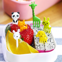 Load image into Gallery viewer, 10Pcs Mini Forks Animal Food Picks for Kids Cute Fruit Fork Bento Box Decor Reusable Cartoon Children Snack Cake Dessert Lunch
