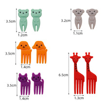 Load image into Gallery viewer, 10Pcs Mini Forks Animal Food Picks for Kids Cute Fruit Fork Bento Box Decor Reusable Cartoon Children Snack Cake Dessert Lunch
