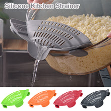 Load image into Gallery viewer, Kitchen Strainer Clip Pan Drain Rack Food Grade Silicone Funnel Heat Resistant Pot Drain Pan Strainer Kitchen Gadgets
