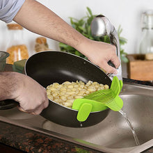 Load image into Gallery viewer, Kitchen Strainer Clip Pan Drain Rack Food Grade Silicone Funnel Heat Resistant Pot Drain Pan Strainer Kitchen Gadgets
