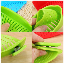 Load image into Gallery viewer, Kitchen Strainer Clip Pan Drain Rack Food Grade Silicone Funnel Heat Resistant Pot Drain Pan Strainer Kitchen Gadgets
