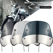 Load image into Gallery viewer, Universal Front Motorcycle Windshield Deflector Windscreen with Metal Mounting Bracket for Honda Suzuki
