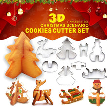 Load image into Gallery viewer, 8 Pcs/Set 3D Mini Christmas Cookie Cutter Stainless Steel Biscuit Mold Handmade Snowman Xmas Tree Mould Fondant Cutter Baking Decoration Tool
