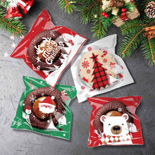Load image into Gallery viewer, 100pcs Christmas Candy Cookie Gift Bags Plastic Self-adhesive Biscuits Snack Packaging Bags Xmas Party Decoration Favors
