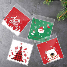Load image into Gallery viewer, 100pcs Christmas Candy Cookie Gift Bags Plastic Self-adhesive Biscuits Snack Packaging Bags Xmas Party Decoration Favors
