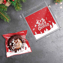 Load image into Gallery viewer, 100pcs Christmas Candy Cookie Gift Bags Plastic Self-adhesive Biscuits Snack Packaging Bags Xmas Party Decoration Favors
