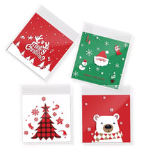 Load image into Gallery viewer, 100pcs Christmas Candy Cookie Gift Bags Plastic Self-adhesive Biscuits Snack Packaging Bags Xmas Party Decoration Favors
