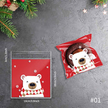 Load image into Gallery viewer, 100pcs Christmas Candy Cookie Gift Bags Plastic Self-adhesive Biscuits Snack Packaging Bags Xmas Party Decoration Favors
