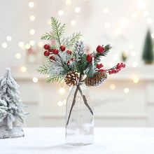 Load image into Gallery viewer, 5Pcs Fake Snow Frost Pine Branch Cone Berry Holly DIY Xmas Tree party Ornament Home Christmas Decoration Supplies Gift Supplies

